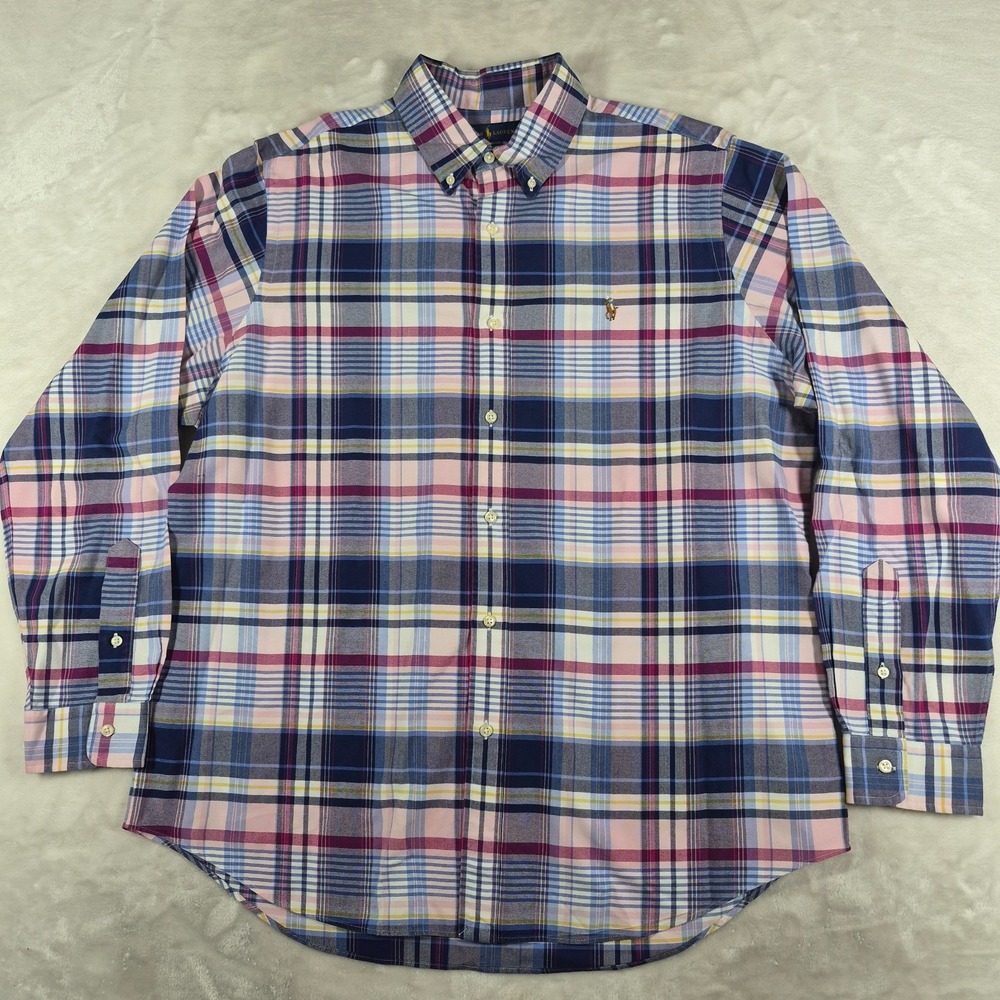 Ralph Lauren Button Down Shirt Men's XL Classic Fit Plaid‎ Long Sleeve Pony